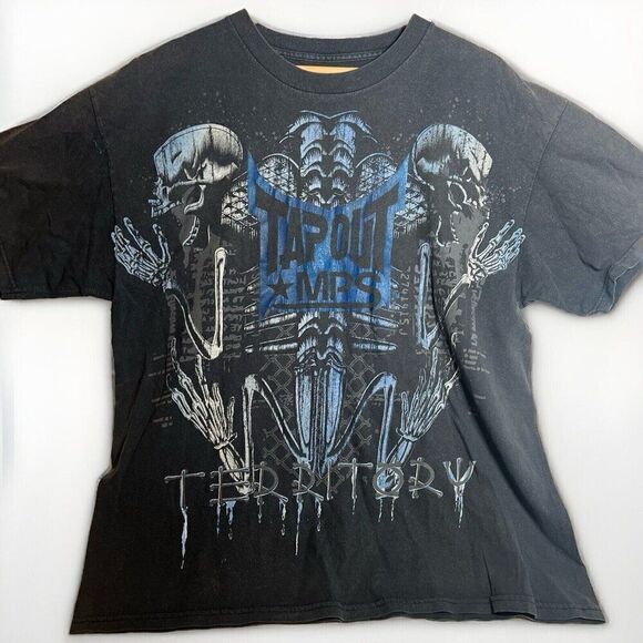 Tapout MPS Skull Faded T-Shirt XL Y2K MMA UFC Black Discipline Power.     G - Picture 1 of 7